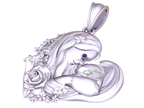 妈妈和宝宝吊坠 3D 打印模型 3D 打印模型