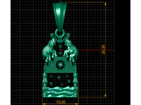 Twin Elephant Pendant 3D Printable Model 3D Print Model
