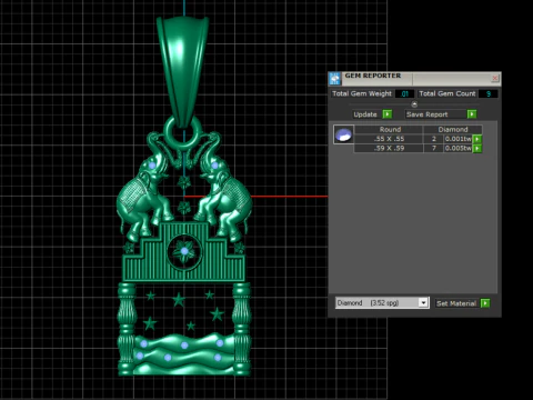 Twin Elephant Pendant 3D Printable Model 3D Print Model