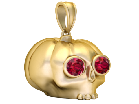 南瓜骷髅脸吊坠 3D 可打印模型 3D 打印模型