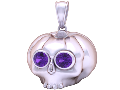 南瓜骷髅脸吊坠 3D 可打印模型 3D 打印模型