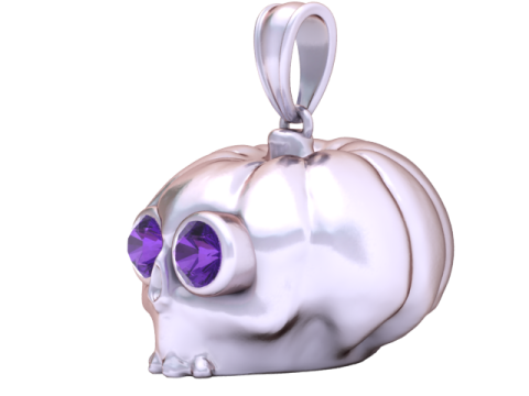 南瓜骷髅脸吊坠 3D 可打印模型 3D 打印模型