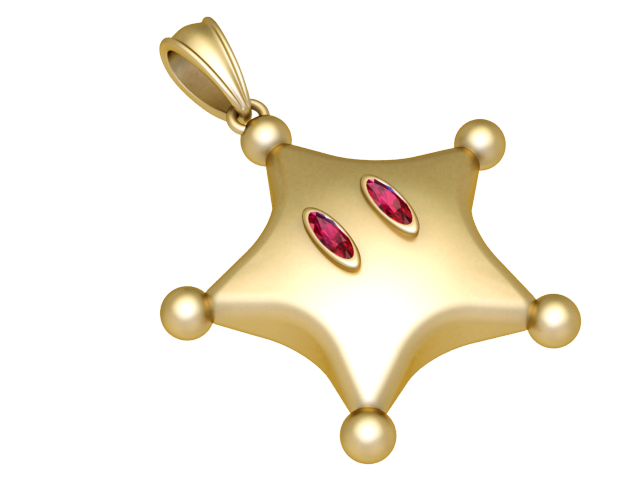 星星吊坠 3D 打印模型 3D 打印模型 .c4d .max .obj .3ds .fbx .stl .blend