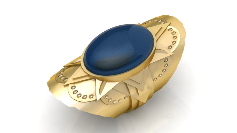 Royal Blue Starburst Ring 3D Print Model .c4d .max .obj .3ds .fbx .stl .blend