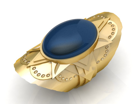 Royal Blue Starburst Ring 3D Print Model