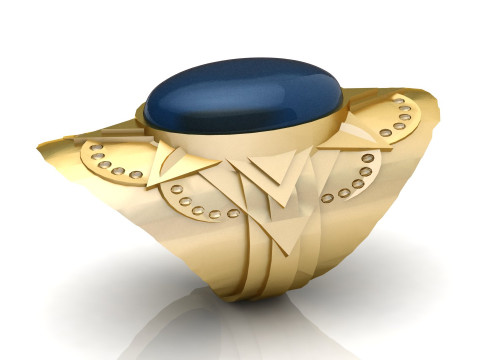 Royal Blue Starburst Ring 3D Print Model
