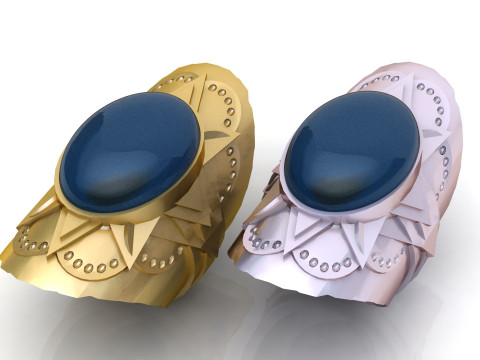 Royal Blue Starburst Ring 3D Print Model