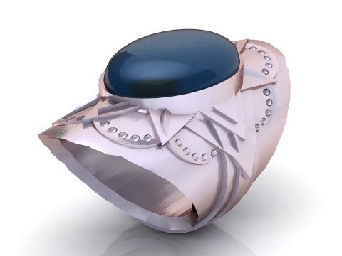 Royal Blue Starburst Ring 3D Print Model