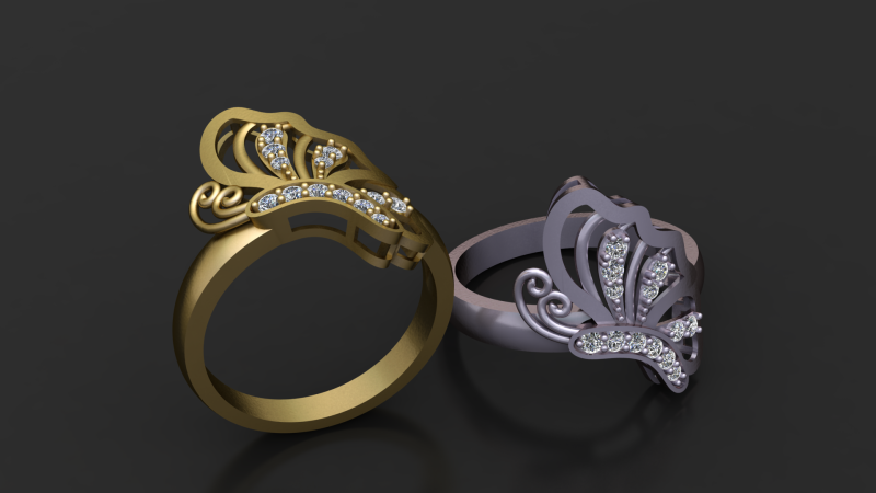 बटरफ्लाई हेलर बॉडी डिज़ाइन रिंग 3डी प्रिंट करने योग्य मॉडल 3D प्रिंट मॉडल .c4d .max .obj .3ds .fbx .stl .blend