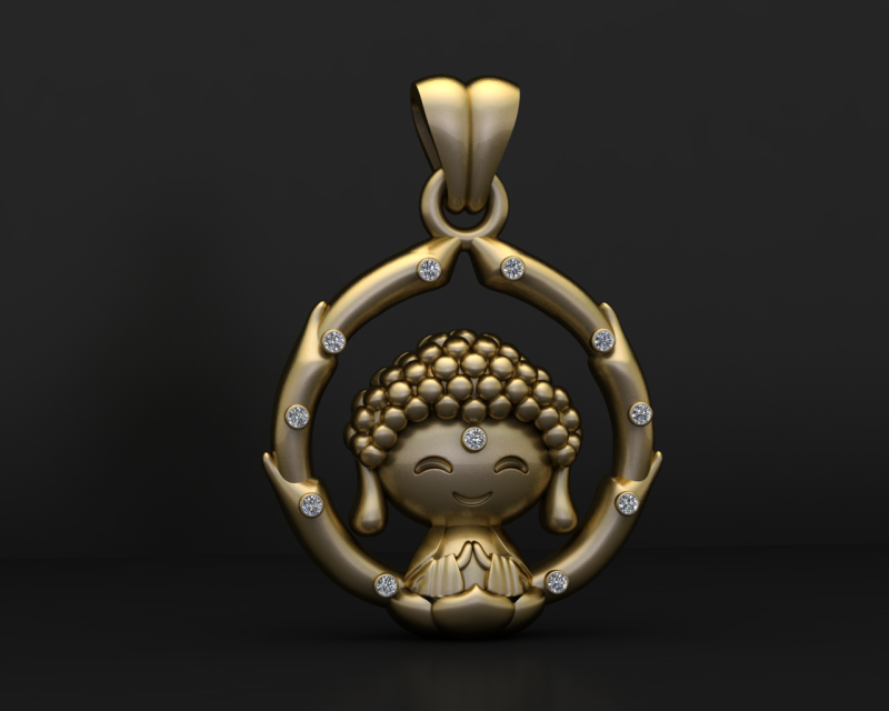 MODEL CETAK 3D Liontin Buddha Lucu Model Cetak 3D .c4d .max .obj .3ds .fbx .stl .blend 