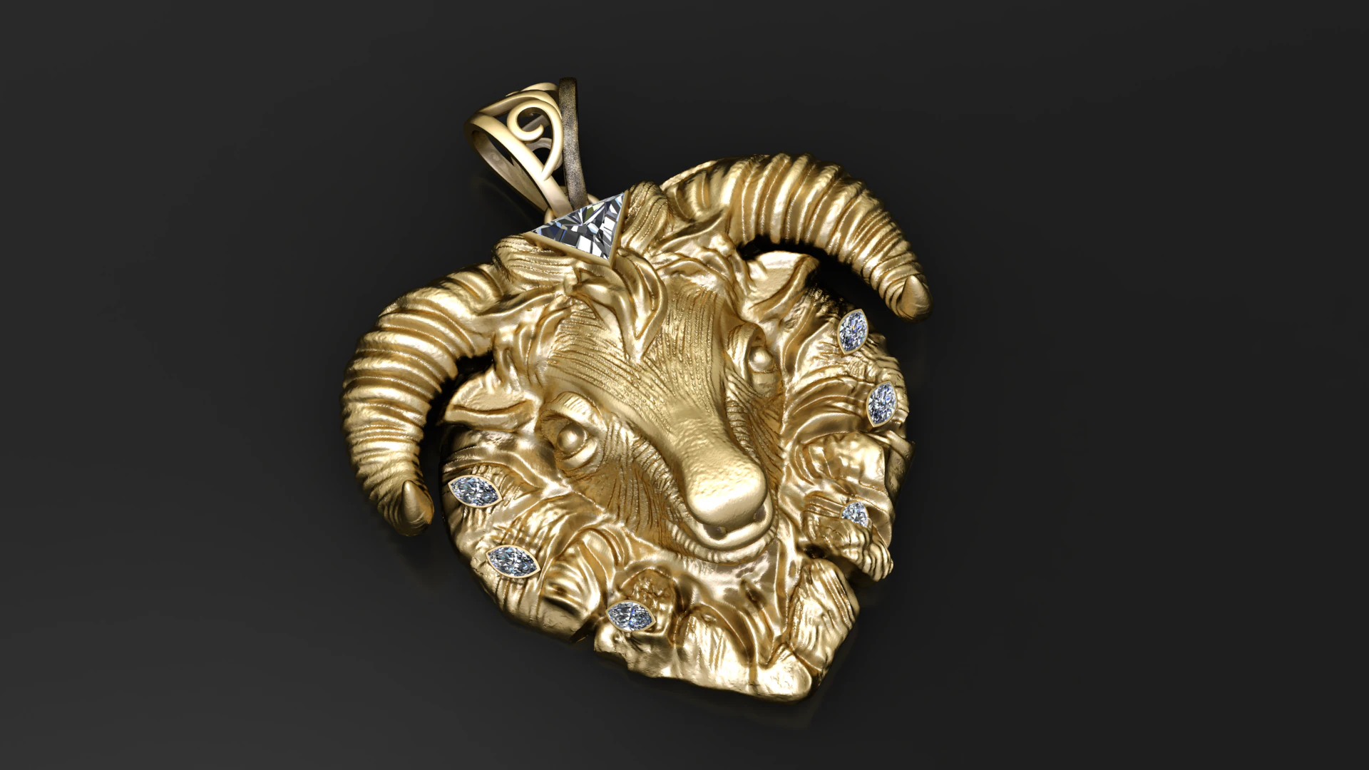 MARKHOR FACES PENDANT 3D PRINTABLE MODEL 3D Print Model .c4d .max .obj .3ds .fbx .stl .blend