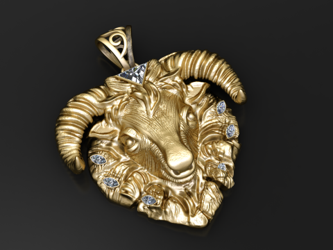 PENDENTE MARKHOR FACES MODELLO STAMPABILE 3D Modello di stampa 3D