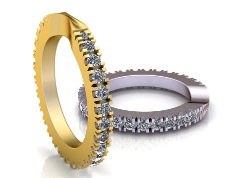 Elegante alianza de eternidad con diamantes en oro Modelo de impresión 3D