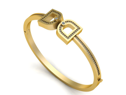 Luxe gouden, met diamanten bezaaide geometrische armband 3D printmodel