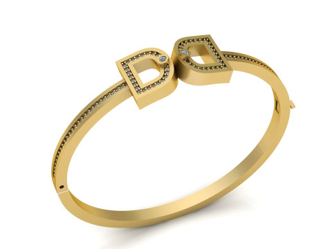 Luxe gouden, met diamanten bezaaide geometrische armband 3D printmodel