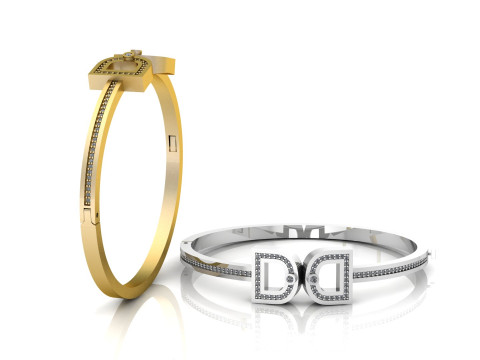 Luxe gouden, met diamanten bezaaide geometrische armband 3D printmodel