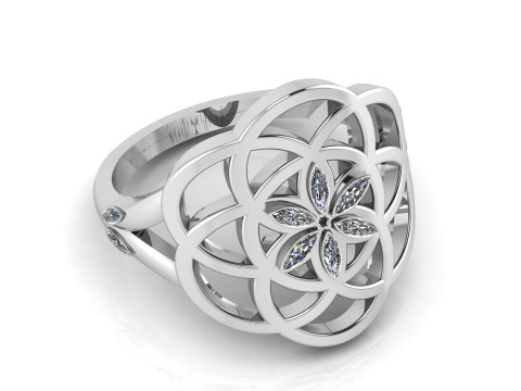 Złoty pierścionek z kwiatową mandalą Model do druku 3D