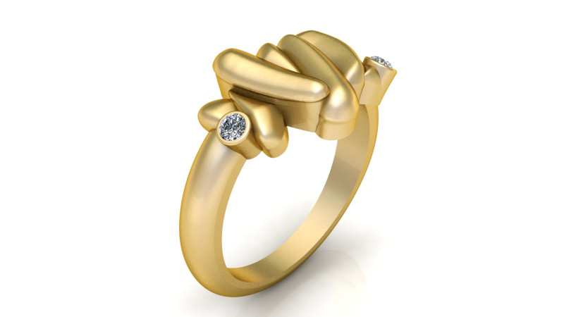 Anello in oro astratto moderno Modello di stampa 3D .c4d .max .obj .3ds .fbx .stl .blend