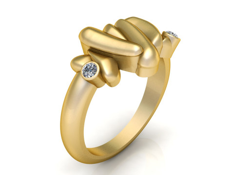 Modern Abstract Gold Ring 3D Print Model