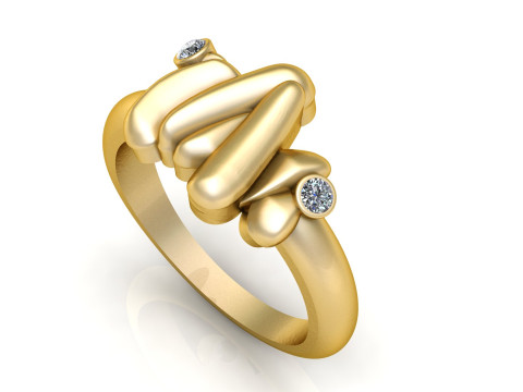 Anello in oro astratto moderno Modello di stampa 3D