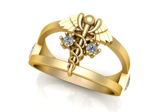 Medisch symbool gouden ring 3D printmodel