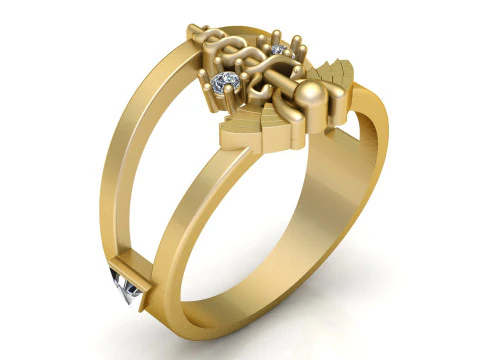 Medical Symbol Gold Ring 3D Print Model