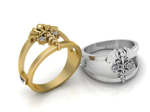 Medical Symbol Gold Ring 3D Print Model