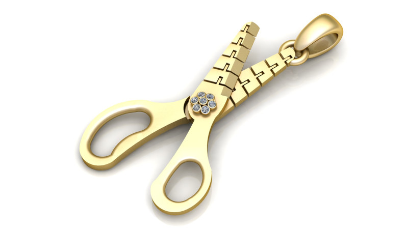 Золотий кулон «Ножиці». 3D Принт Модель .c4d .max .obj .3ds .fbx .stl .blend