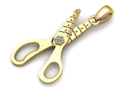 Gold Scissor Pendant 3D Print Model