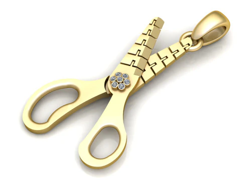 Gouden schaar hanger 3D printmodel