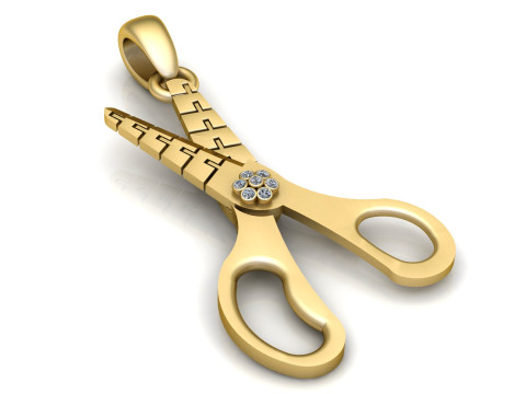 Золотий кулон «Ножиці». 3D Принт Модель