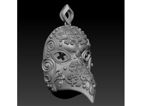 고딕 전염병 의사 마스크 펜던트 3D 프린트 모델