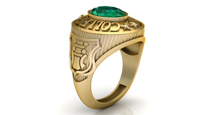 Classic Gold College Ring 3D Print Model .c4d .max .obj .3ds .fbx .stl .blend