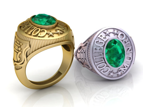 Classic Gold College Ring 3D Print Model
