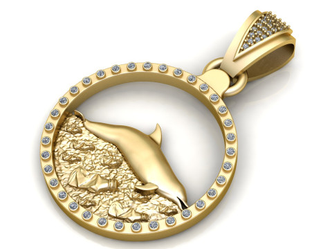 Elegancki złoty wisiorek delfin Model do druku 3D
