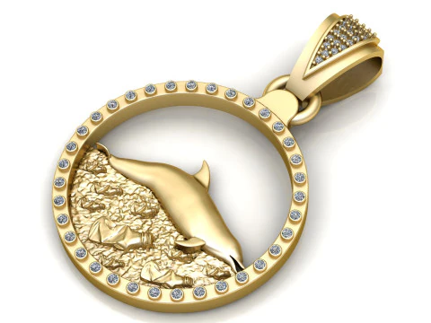 Zarif Altın Yunus Kolye 3D Baskı Modeli