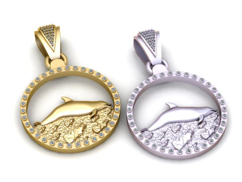 Elegant Gold Dolphin Pendant 3D Print Model