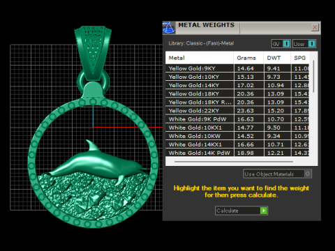 Zarif Altın Yunus Kolye 3D Baskı Modeli