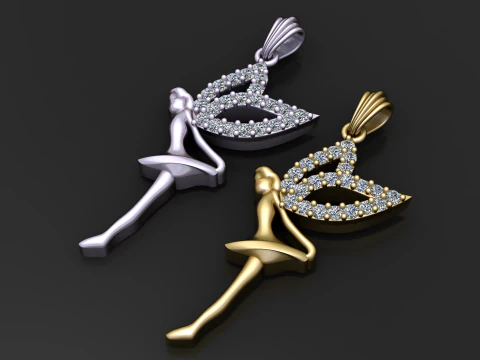 LADIE BUTTERFLY PENDANT 3D PRINTABLE MODEL 3D Print Model