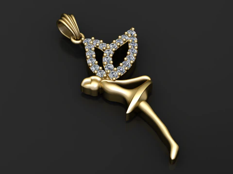 LADIE BUTTERFLY PENDANT 3D PRINTABLE MODEL 3D Print Model