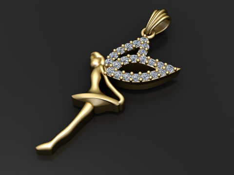 लेडी बटरफ्लाई पेंडेंट 3डी प्रिंट करने योग्य मॉडल 3D प्रिंट मॉडल