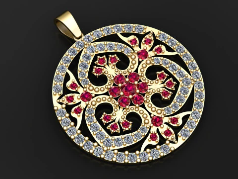 ROUND HEART FLOWER PENDANT 3D PRINTABLE MODEL 3D Print Model