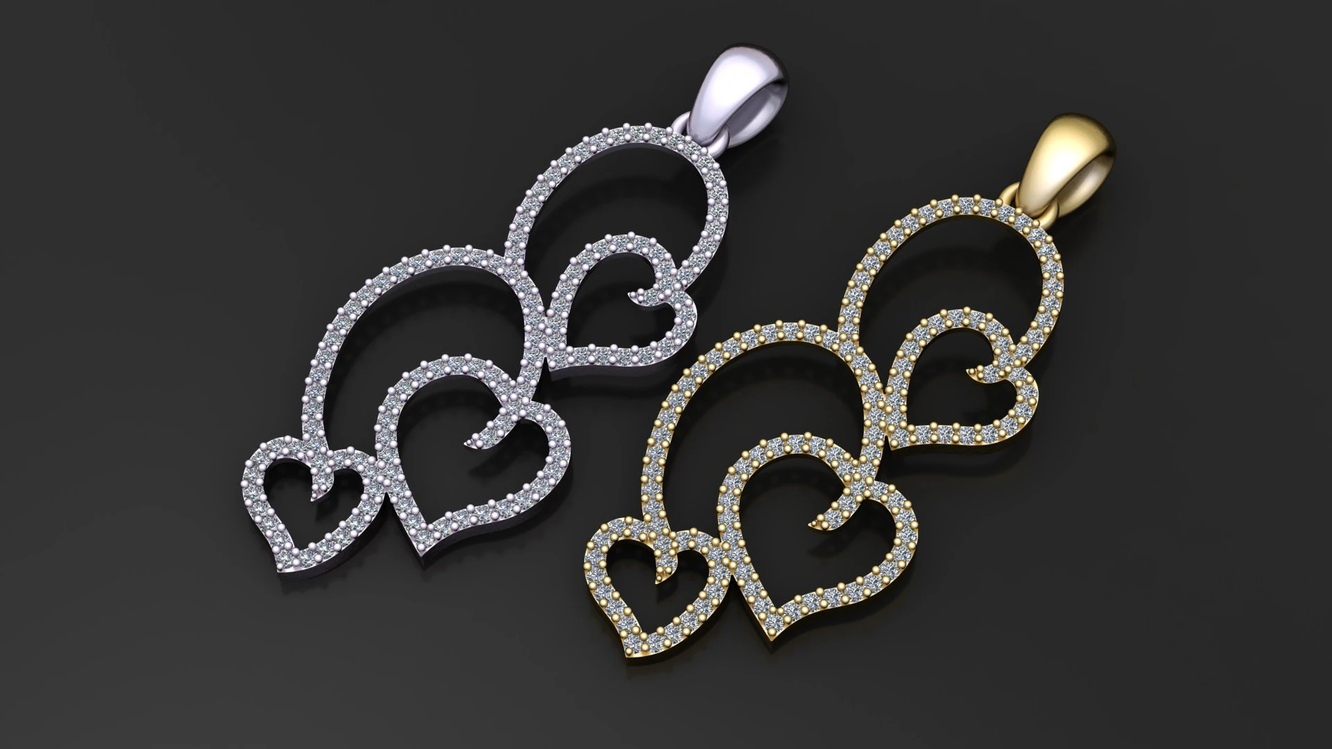 HEARTS DAIMOUND PENDANT 3D PRINTABLE MODEL 3D Print Model .c4d .max .obj .3ds .fbx .stl .blend 