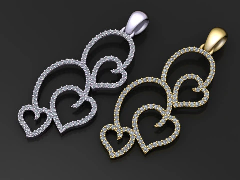 PENDENTE CUORI DAIMOUND MODELLO STAMPABILE 3D Modello di stampa 3D