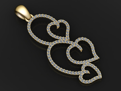 PENDENTIF COEURS DAIMOUND MODÈLE IMPRIMABLE 3D Modèles 3D en vedette