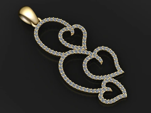 HEARTS DAIMOUND PENDANT 3D PRINTABLE MODEL 3D Print Model