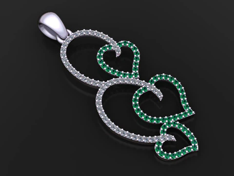 HEARTS DAIMOUND PENDANT 3D PRINTABLE MODEL 3D Print Model