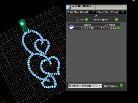 PENDENTIF COEURS DAIMOUND MODÈLE IMPRIMABLE 3D Modèles 3D en vedette