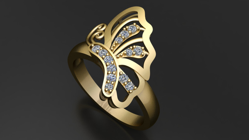 बटरफ्लाई हाफ बॉडी रिंग 3डी प्रिंट करने योग्य मॉडल 3D प्रिंट मॉडल .c4d .max .obj .3ds .fbx .stl .blend