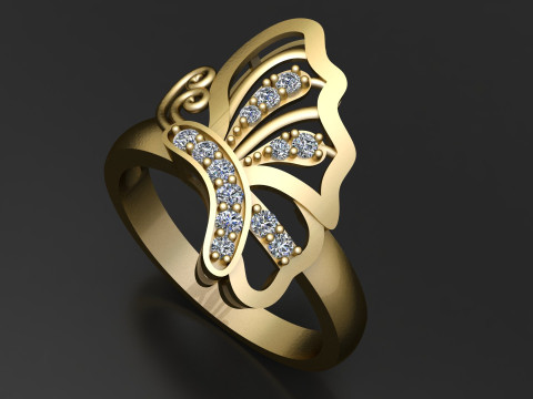 VLINDER HALVE LICHAAM RING 3D PRINTBAAR MODEL 3D printmodel